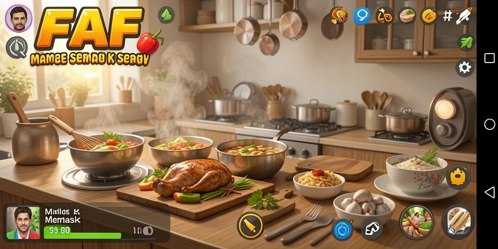 Antarmuka game Memasak AFAF yang menarik dan interaktif.
