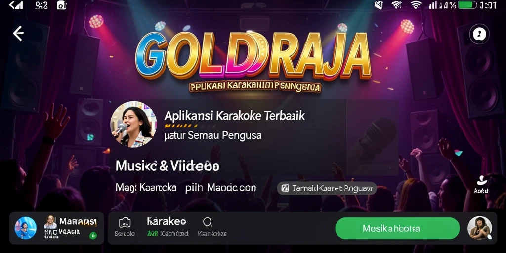 Antarmuka aplikasi GOLDRAJA dengan fitur Karaoke yang menarik.
