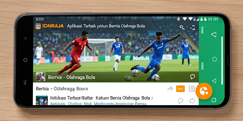 Screenshot aplikasi IDNRAJA dengan antarmuka berita olahraga bola.