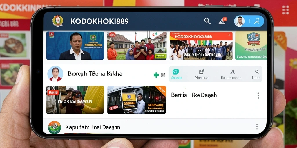 Tampilan antarmuka KODOKHOKI889 dengan berita daerah terkini.