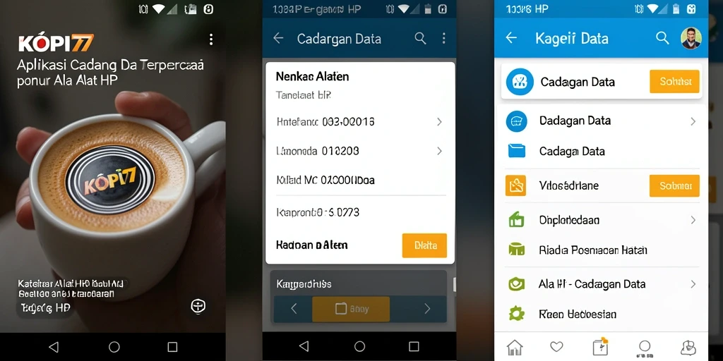 Antarmuka aplikasi KOPI77 untuk cadangan data yang sederhana dan efektif.