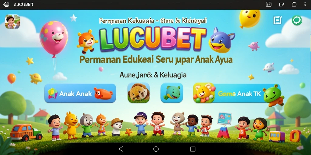 Antarmuka LUCUBET yang ceria dan interaktif untuk anak-anak.