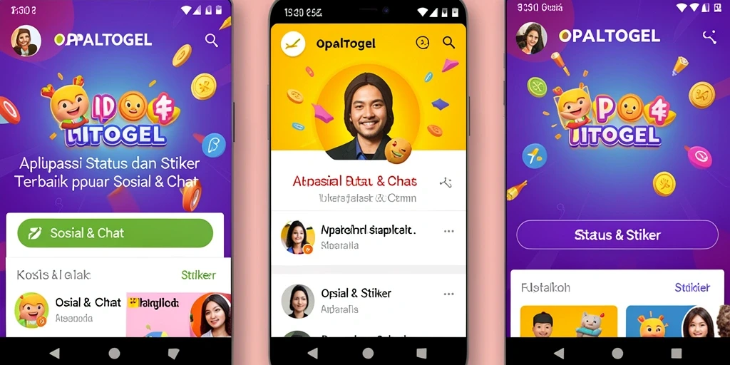 Antarmuka menarik aplikasi OPALTOGEL dengan berbagai pilihan stiker.