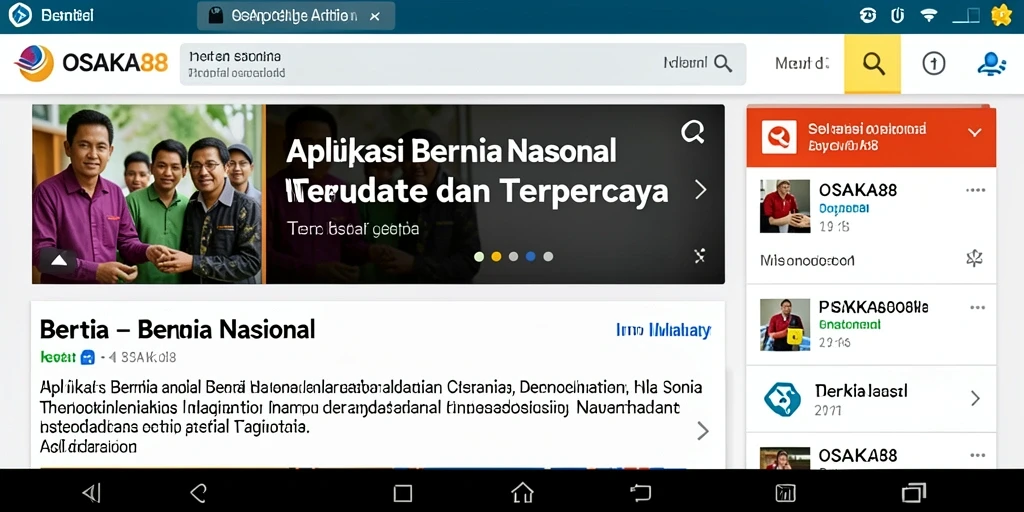 Antarmuka OSAKA88 menampilkan berita nasional terkini dengan mudah.
