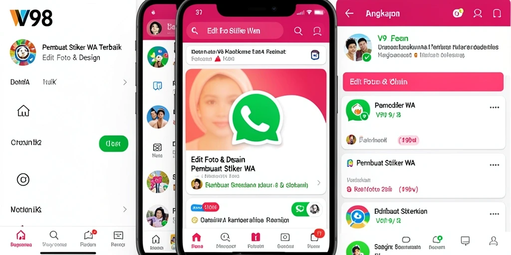 Antarmuka V98 untuk pembuatan stiker WA yang user-friendly.