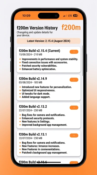 Riwayat Versi f200m untuk Pengguna Android